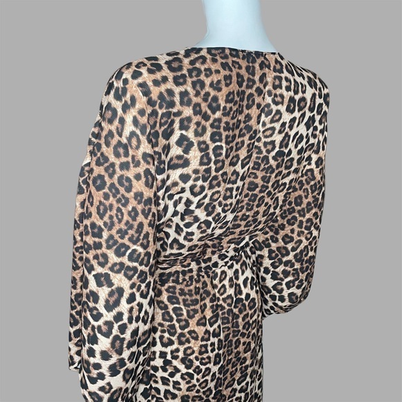 Good American Leopard Print Kimono Silhouette Coverup‎ Robe - Picture 3 of 5
